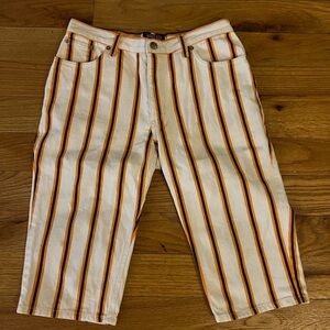 Wild & Lethal Trash Orange Striped Jean Shorts, 32